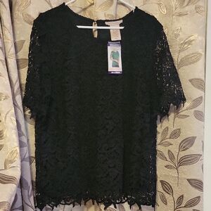Philosophy Elegant Black Lace Top